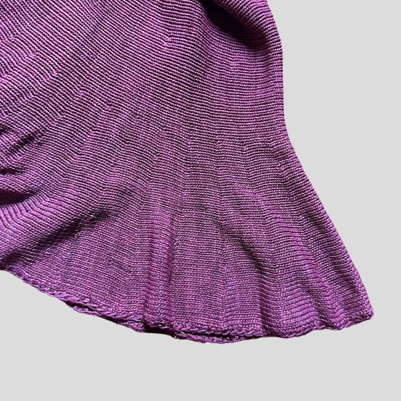 Tamara Catz Trumpet Knit Skirt Medium Burgundy High Rise Knee Length Ruffle Hem - Picture 10 of 15